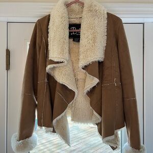 Faux suede wrap jacket